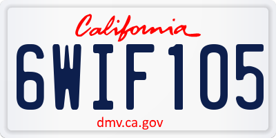 CA license plate 6WIF105