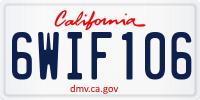 CA license plate 6WIF106