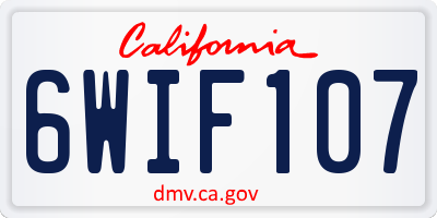 CA license plate 6WIF107