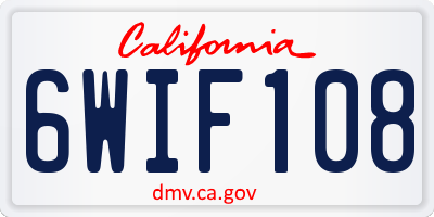 CA license plate 6WIF108