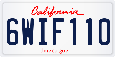CA license plate 6WIF110