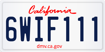 CA license plate 6WIF111