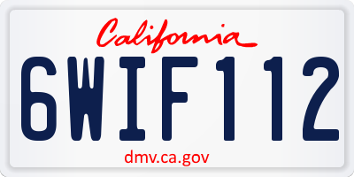 CA license plate 6WIF112