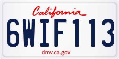 CA license plate 6WIF113