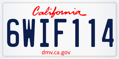 CA license plate 6WIF114