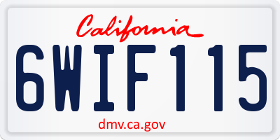 CA license plate 6WIF115