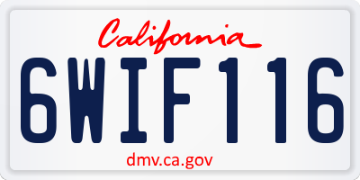 CA license plate 6WIF116