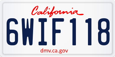 CA license plate 6WIF118