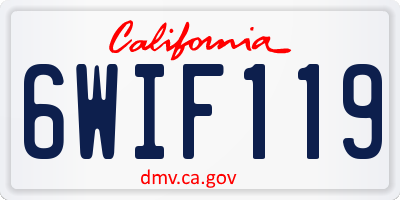 CA license plate 6WIF119