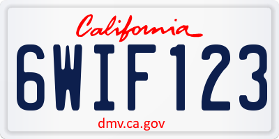 CA license plate 6WIF123