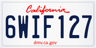 CA license plate 6WIF127