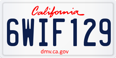 CA license plate 6WIF129