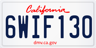 CA license plate 6WIF130