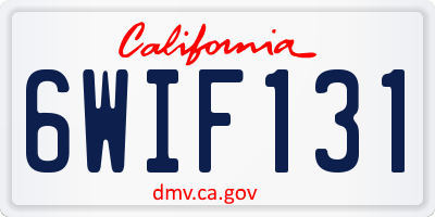 CA license plate 6WIF131