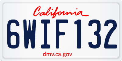 CA license plate 6WIF132