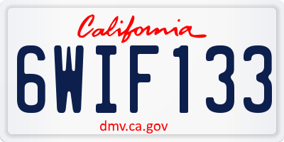 CA license plate 6WIF133