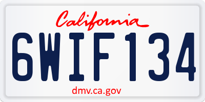 CA license plate 6WIF134