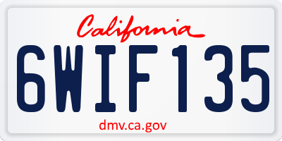 CA license plate 6WIF135
