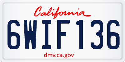 CA license plate 6WIF136