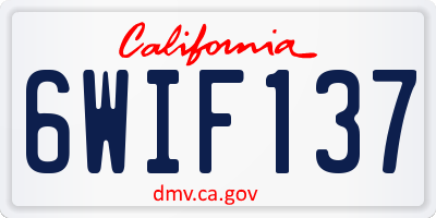 CA license plate 6WIF137
