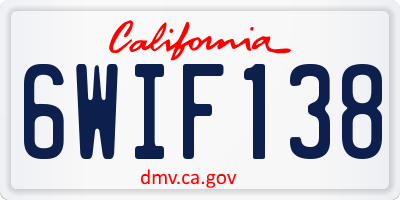 CA license plate 6WIF138