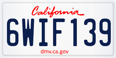 CA license plate 6WIF139