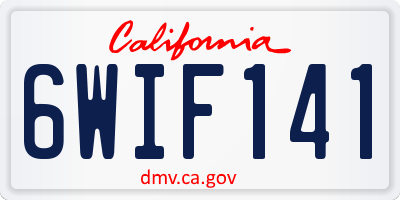 CA license plate 6WIF141