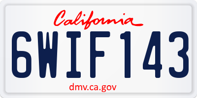 CA license plate 6WIF143