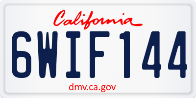 CA license plate 6WIF144