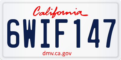 CA license plate 6WIF147