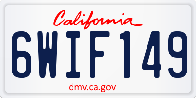 CA license plate 6WIF149