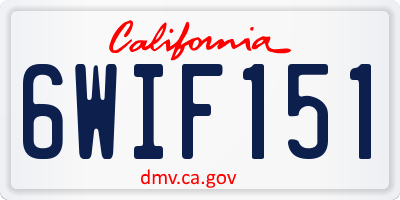 CA license plate 6WIF151