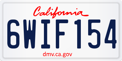 CA license plate 6WIF154