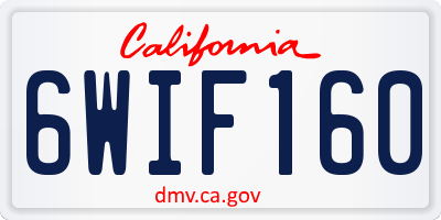 CA license plate 6WIF160