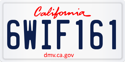 CA license plate 6WIF161