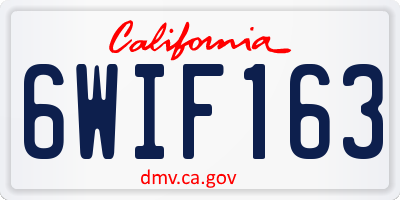 CA license plate 6WIF163