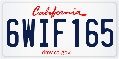 CA license plate 6WIF165