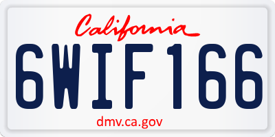 CA license plate 6WIF166