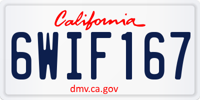 CA license plate 6WIF167