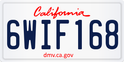 CA license plate 6WIF168