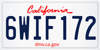CA license plate 6WIF172