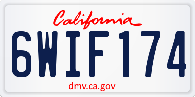 CA license plate 6WIF174