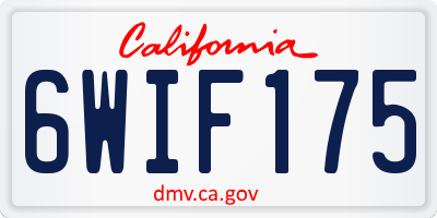 CA license plate 6WIF175