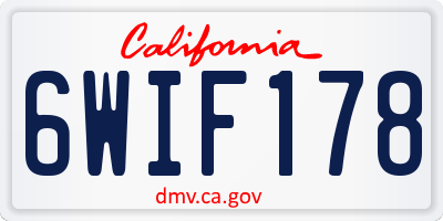 CA license plate 6WIF178