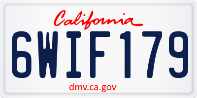 CA license plate 6WIF179