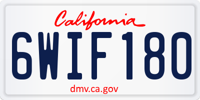 CA license plate 6WIF180