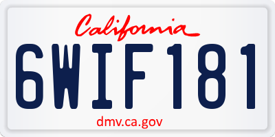 CA license plate 6WIF181