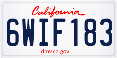 CA license plate 6WIF183