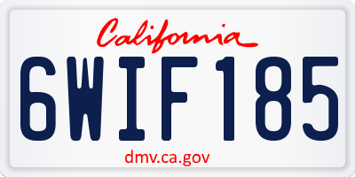 CA license plate 6WIF185