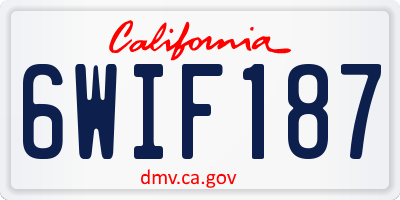 CA license plate 6WIF187